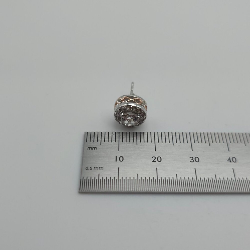 925 Sterling Silver 5mm Clear Sapphire With Accents Stud Earrings - Picture 6 of 7